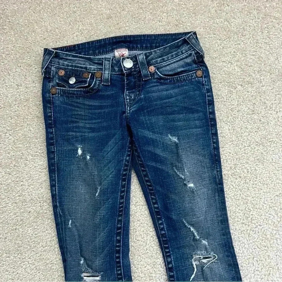 True Religion Jeans Rainbow Billy Blue Jeans Women Sz 26x29 Boot Cut 10572BLBT, - Picture 3 of 14